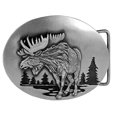 Moose in River Enameled Belt Buckle